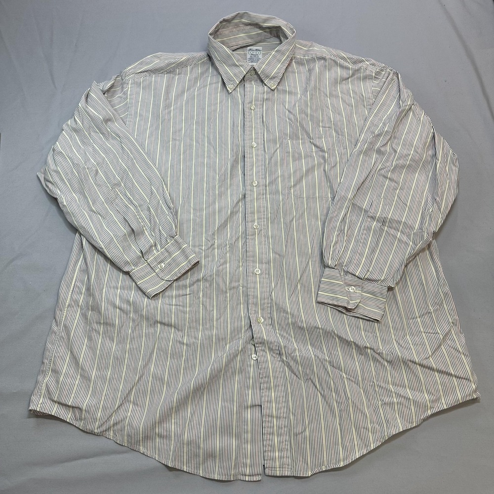 Vintage Brooks Brothers Shirt Mens 17-3 Fits 2XL White Striped Career Office USA